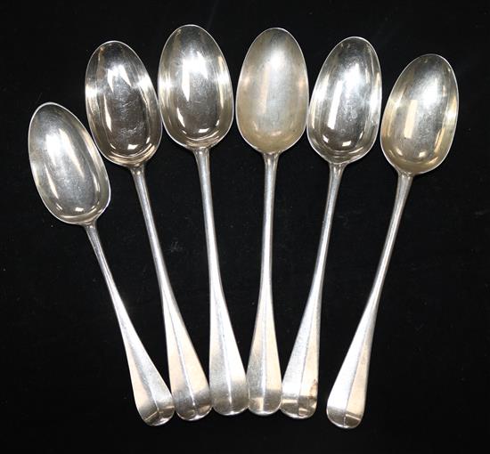 A Scottish George III set of 5 silver Hanover pattern tablespoons, Edinburgh 1769, Alexander Gardner and one other (approx 12.5oz)